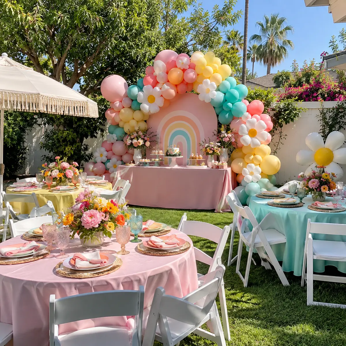 Colorful coordinated birthday setup inspiration